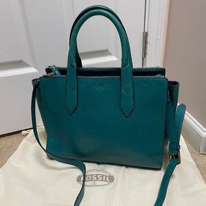 Fossil Bags | Fossil Knox Shopper turquoise leather tote bag